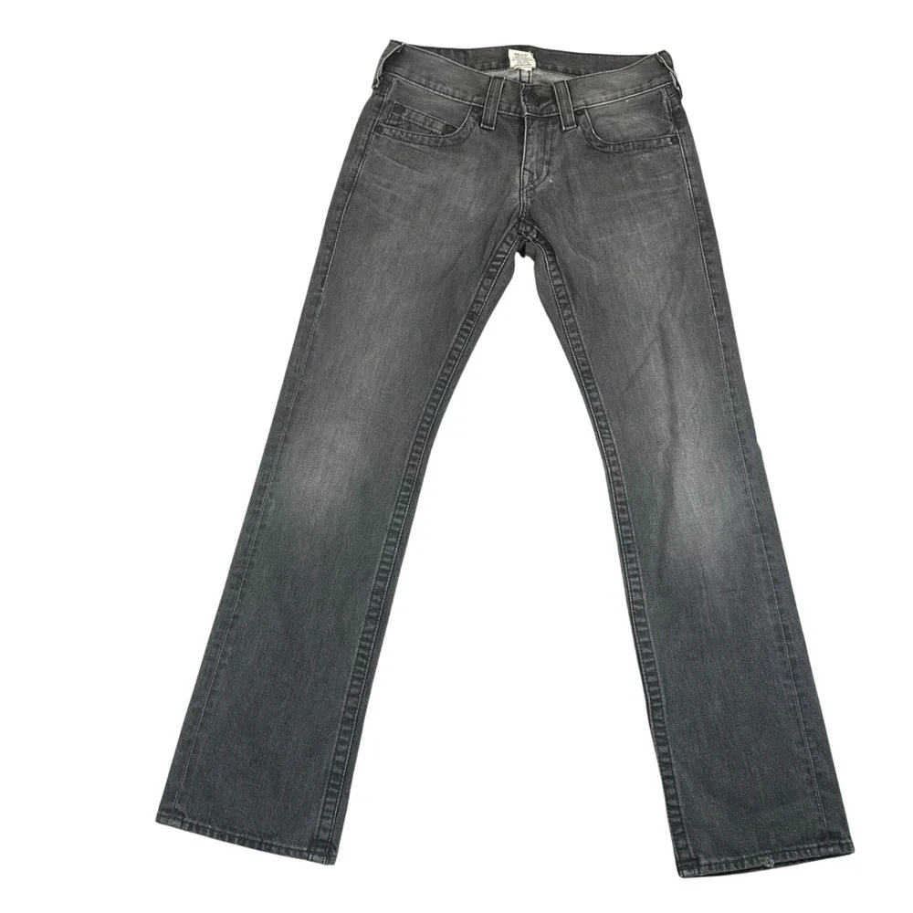 VTG True Religion Bobby Jeans Mens 30 Straight Leg Gray Faded Denim USA Made